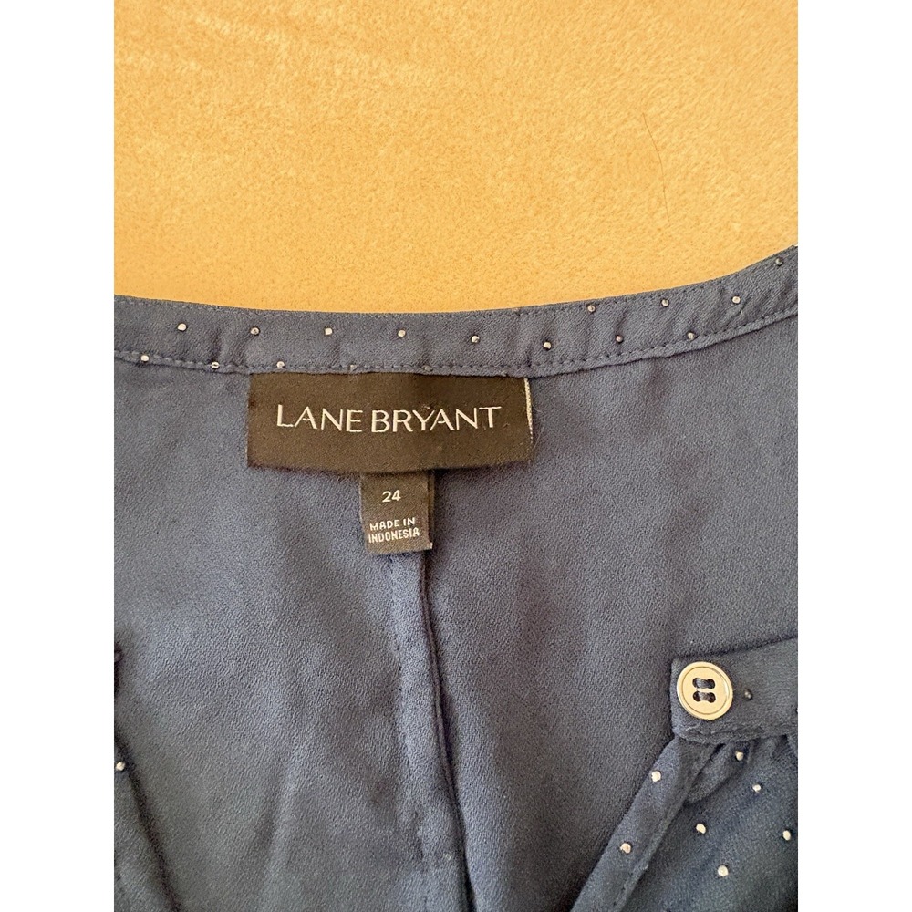 Lane Bryant Blouse Long Sleeve Plus Sz 24 Metallic 3D Dot Career Going Out Top - Picture 5 of 12